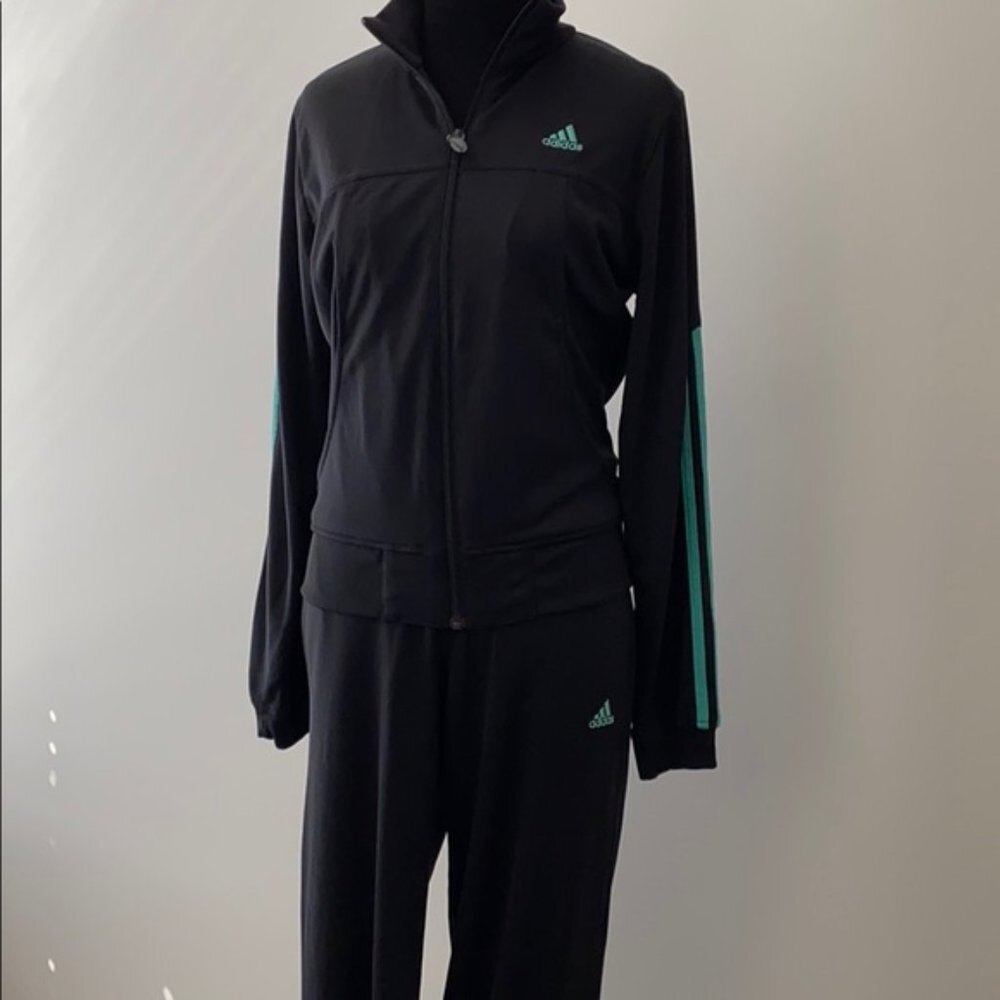 Adidas 3 Piece Women's Workout Suit Small Black Teal